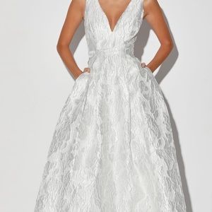Lulus White Metallic Maxi Dress